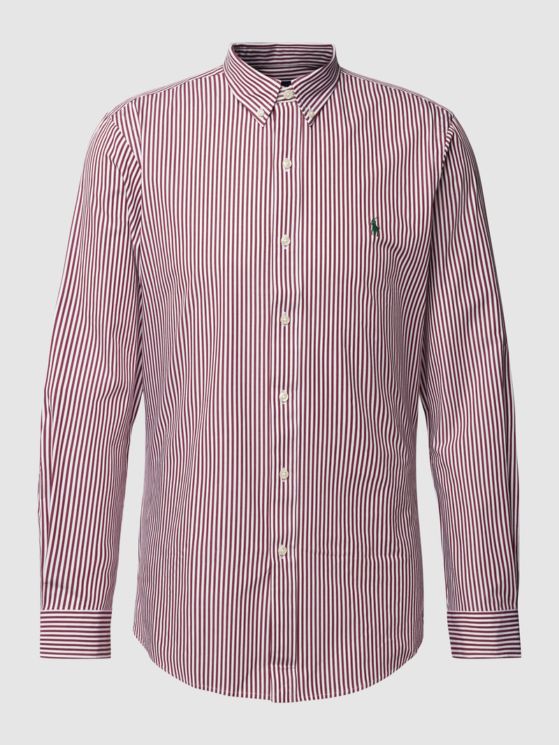 Slim Fit Freizeithemd mit Button-Down-Kragen in bordeaux rot