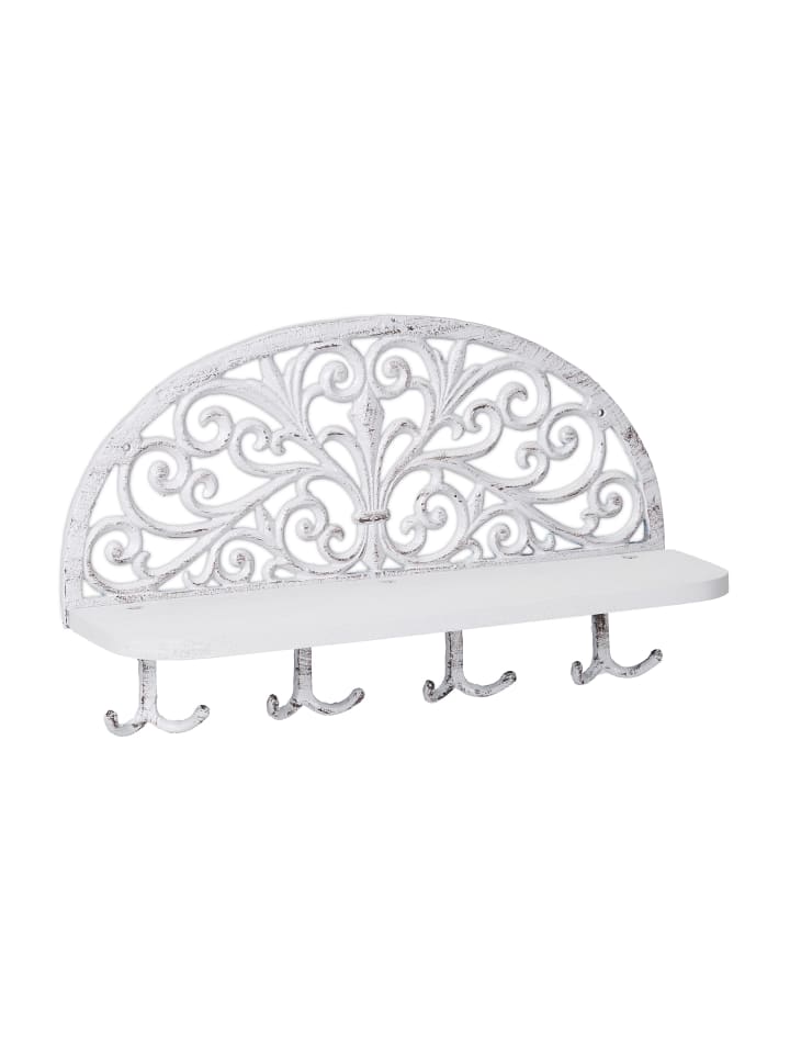 relaxdays Wandgarderobe in Weiß - (B)39x (H)23 x (T)11,5 cm günstig kaufen onesize