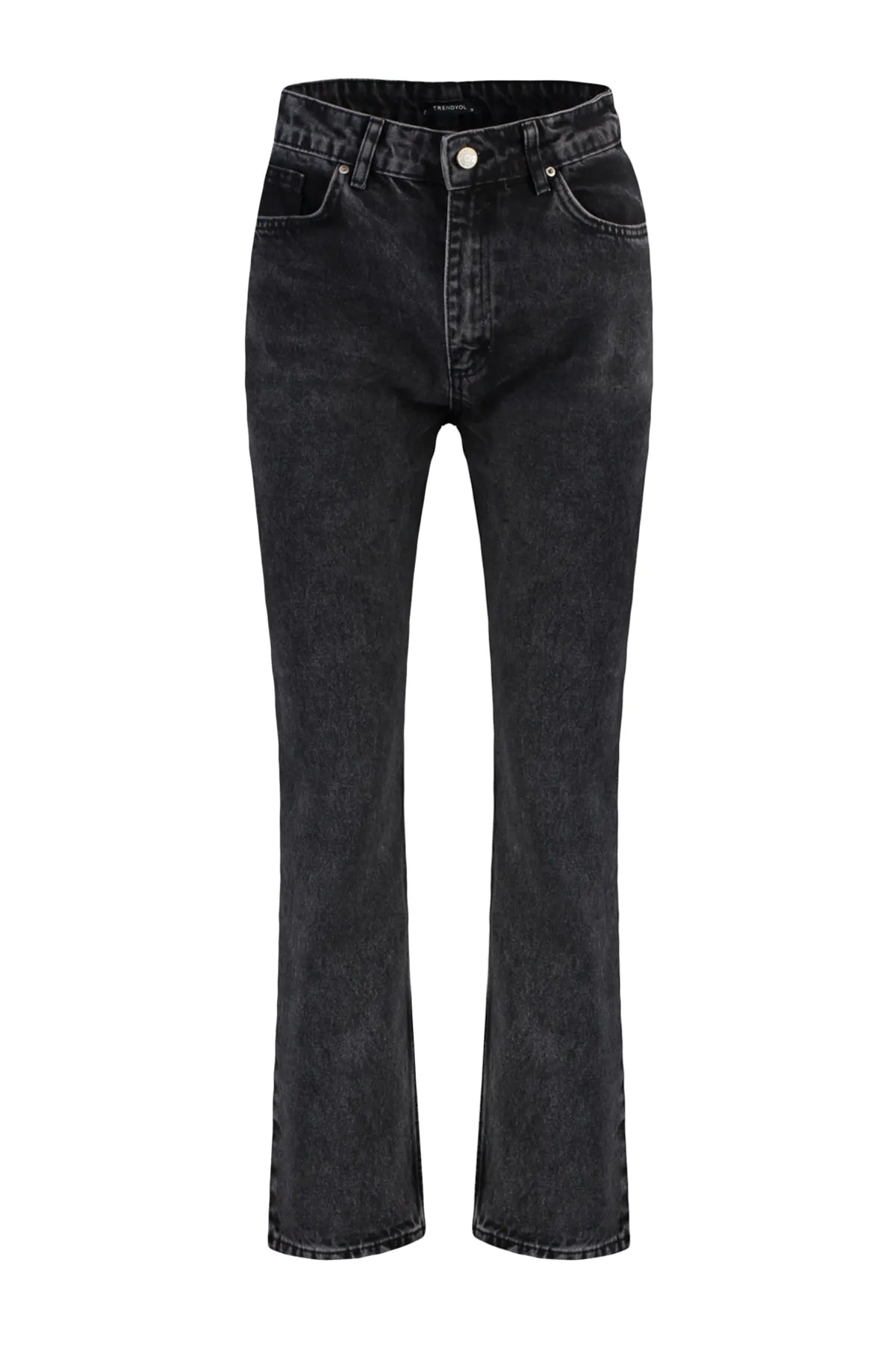 Trendyol Collection  Schwarze, nachhaltigere Jeans mit geradem Bein und hoher Taille TWOAW23JE00362