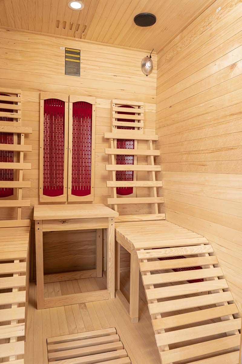 PureHaven Infrarotkabine für 2 Personen 150x150x190 cm Hemlock-Tanne Tiefenwärmestrahler Bluetooth Soundsystem Farblichttherapie Timer Ozonreinigung