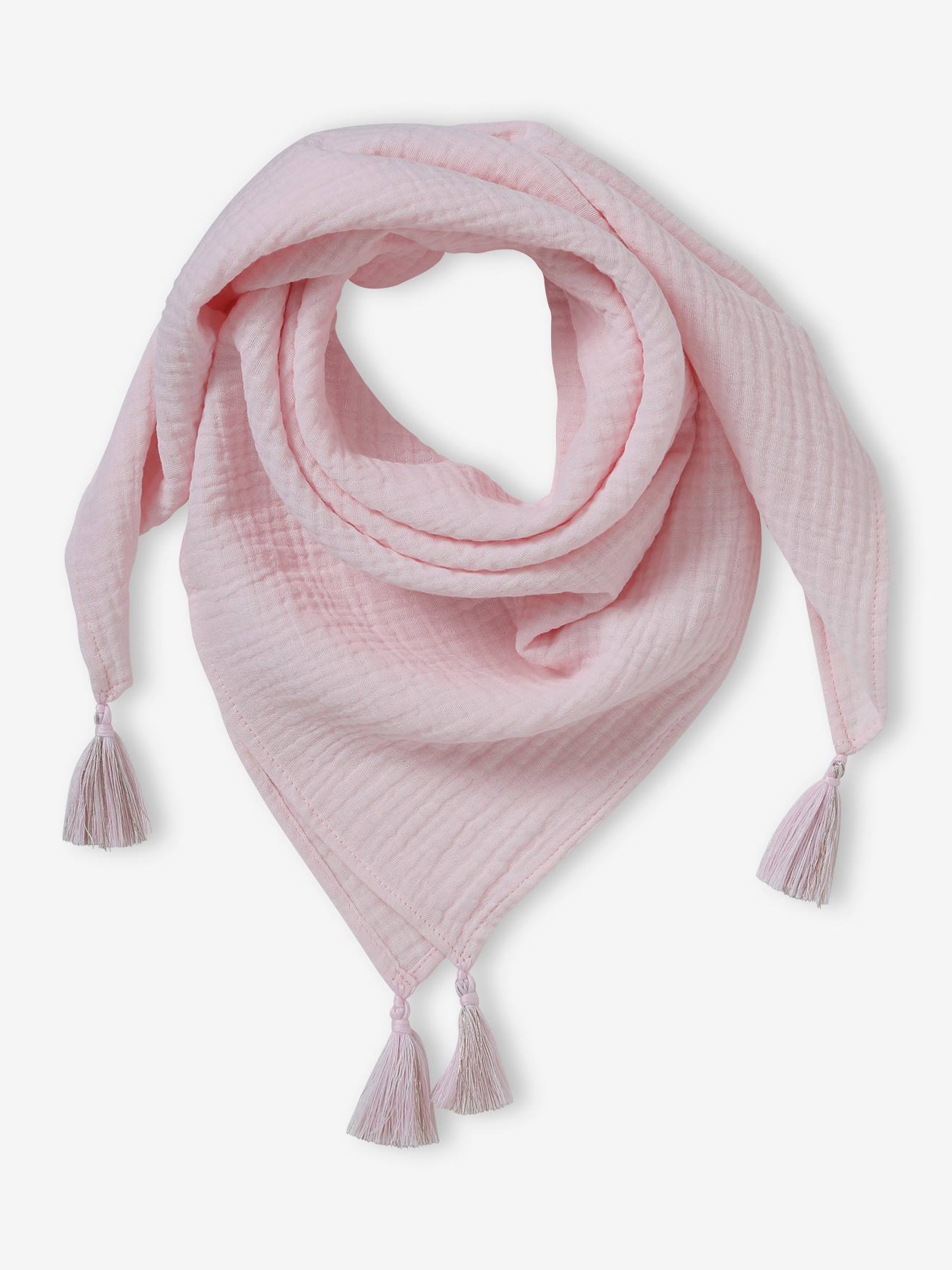 Foulard uni personnalisable à pompons fille ocre