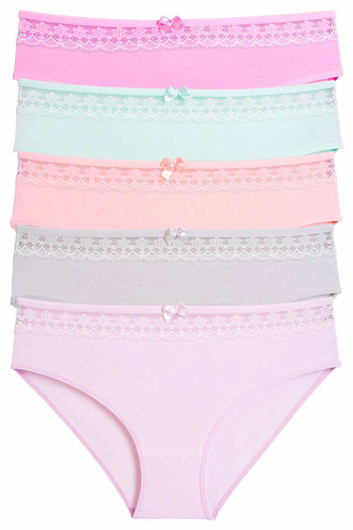 Nicoletta  Damenhöschen 5er-Pack Lycra-Spitze-Baumwolle LACHS