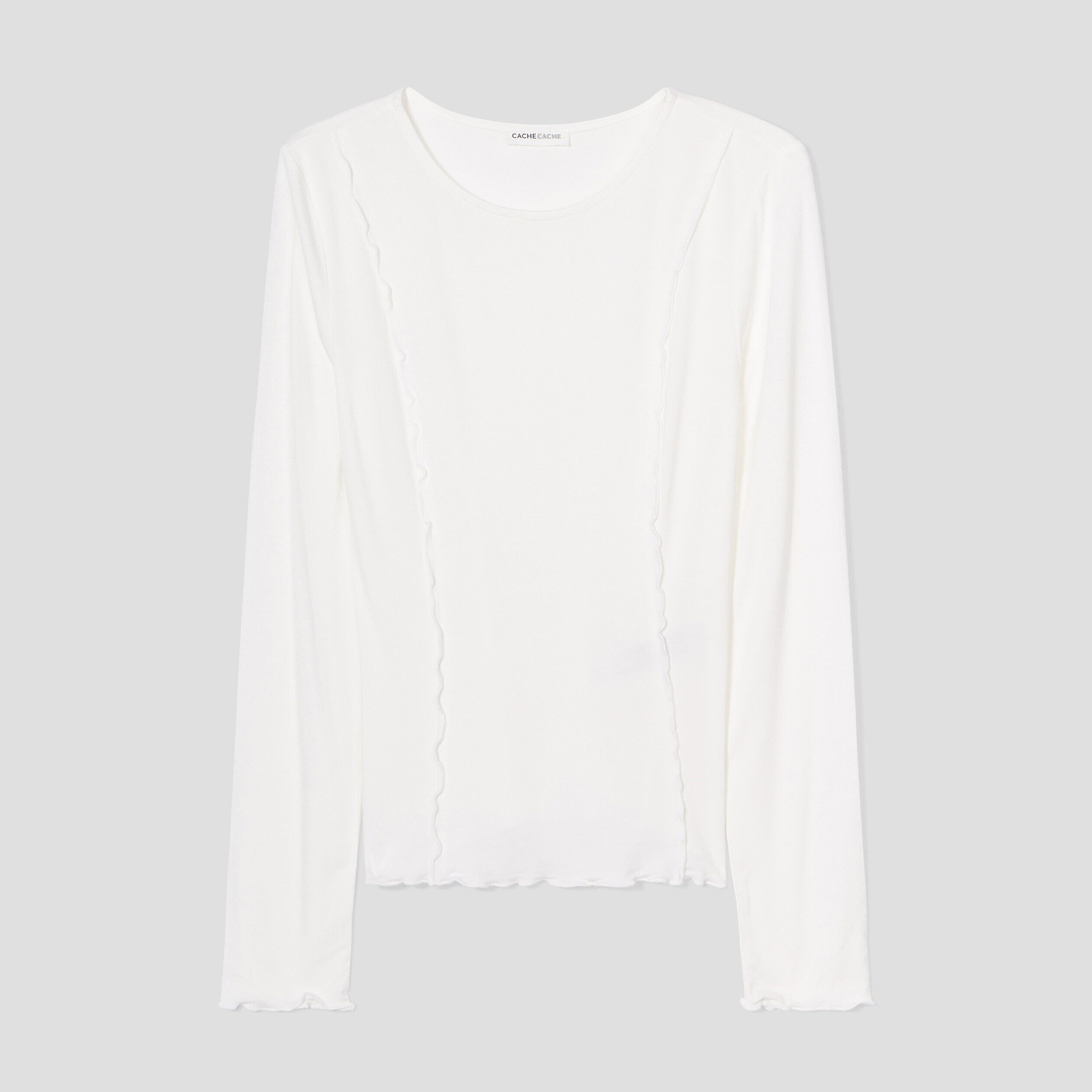 T-shirt manches longues blanc femme | Cache Cache