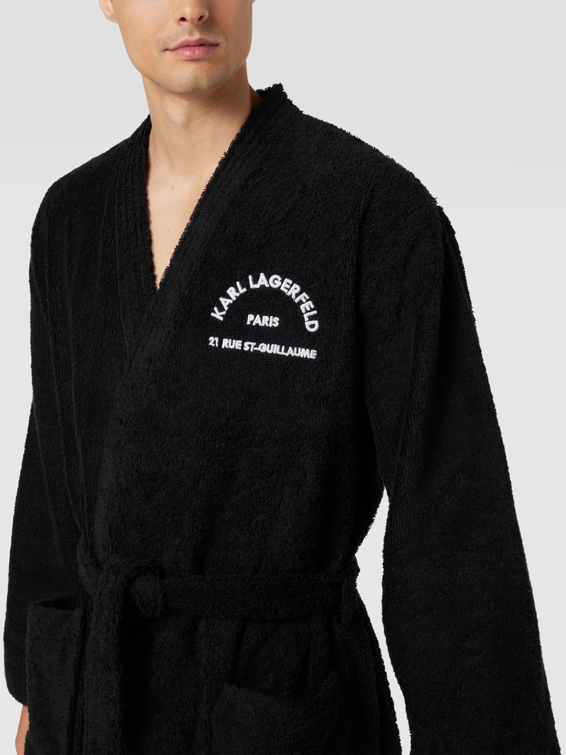 Bademantel mit Label-Stitching in schwarz