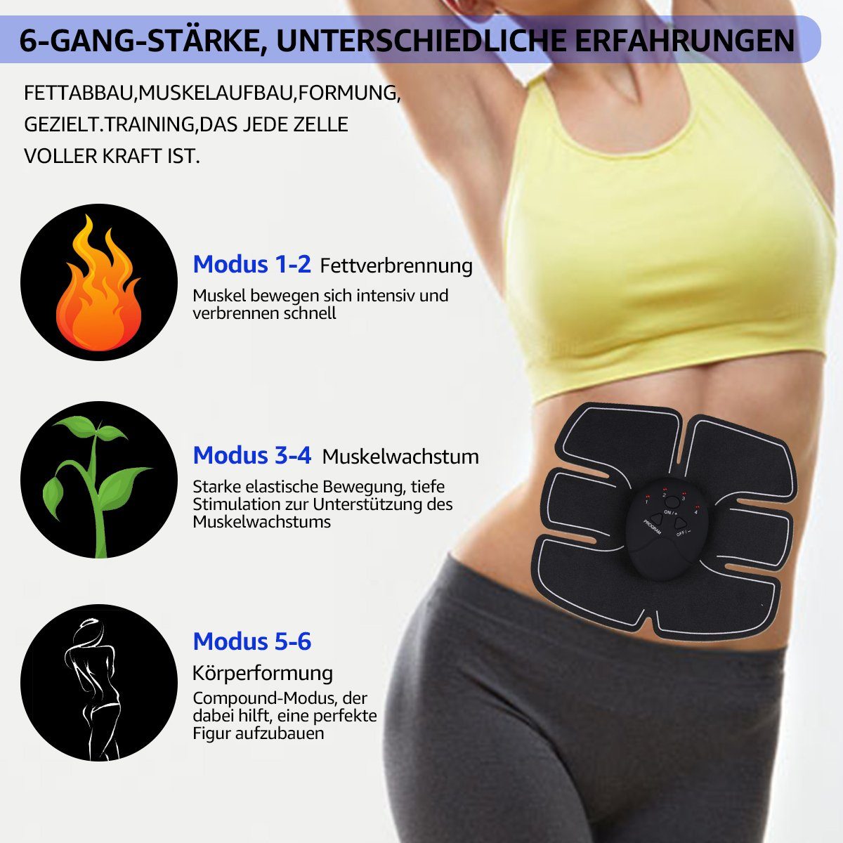 7Magic EMS-Gerät Bauchtrainer, (Arm- und Hüfttrainer), 4 in 1 Bauchmuskelmaschinen für Männer und Frauen