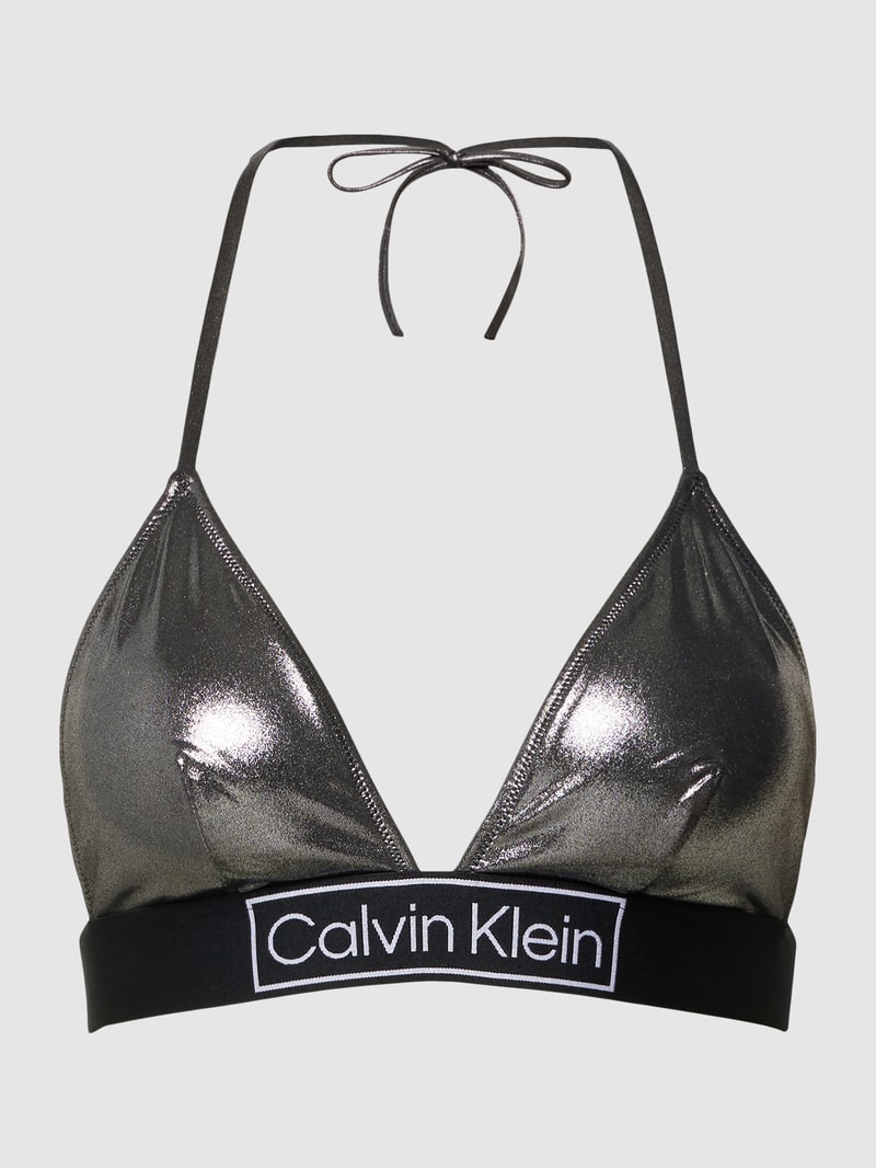Bikini-Oberteil mit schimmerndem Design in schwarz