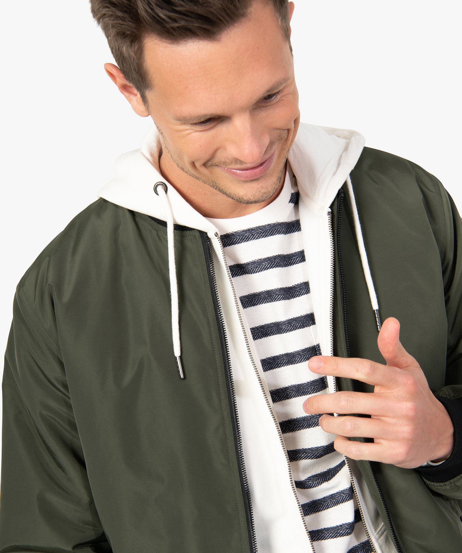 Blouson homme rembourré avec finitions bord-cte kaki | GEMO