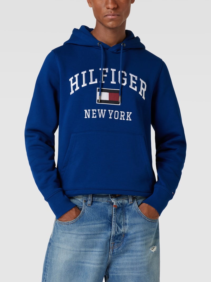 Hoodie mit Label-Stitching Modell 'VARSITY' in royalblau