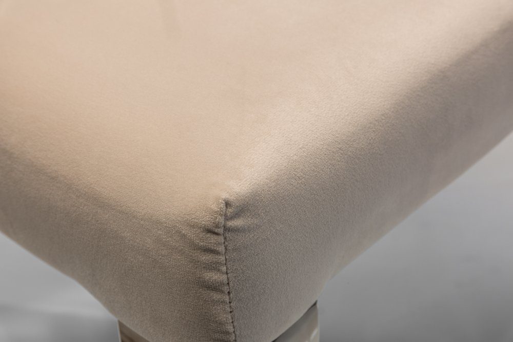 riess-ambiente Polsterstuhl MODERN BAROCK beige / silber, Esszimmer · Samt · Edelstahl
