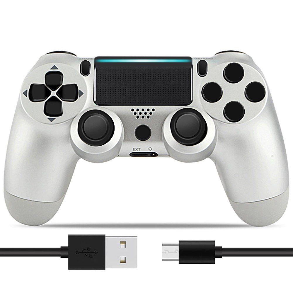 KINSI Wireless Gamepad, Controller, für PS4, Bluetooth, Silber-Grau PlayStation 4-Controller