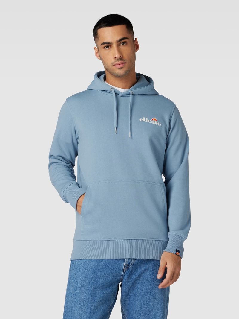 Hoodie mit Label-Print Modell 'Olevano' in hellblau
