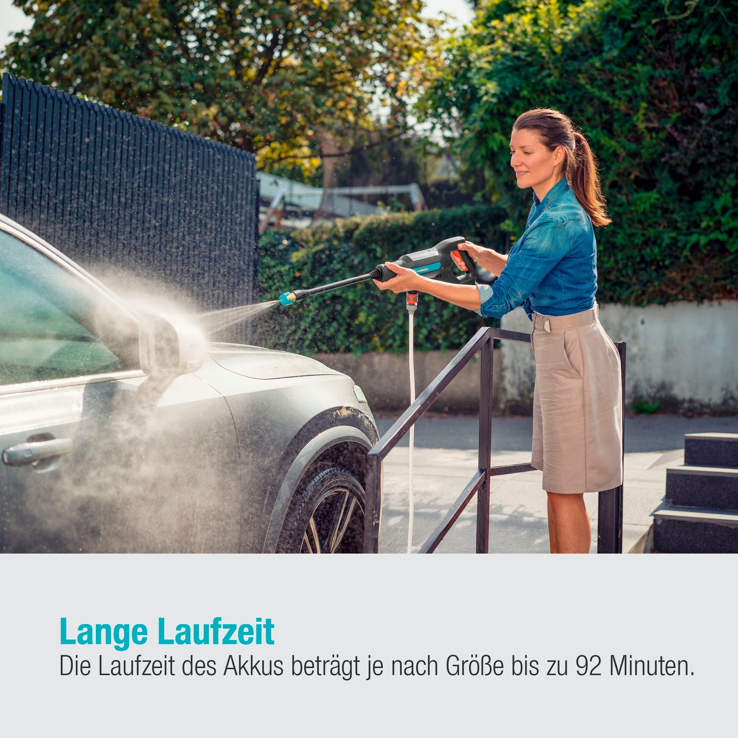 GARDENA Akku-Mitteldruckreiniger AquaClean 24/18V P4A solo, Druck max: 24 bar, Fördermenge max: 250 l/h, (3 tlg), ohne Akku und Ladegerät