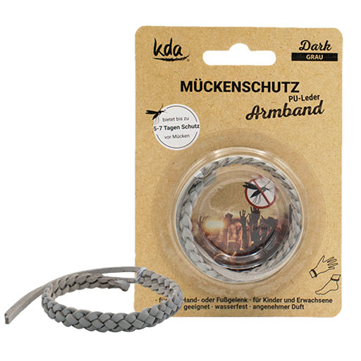 MÜCKENSCHUTZ Armband PU-Leder grau KDA  1 St
