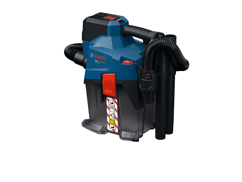 Aspirapolvere senza fili Bosch Blue 06019K2100 GAS18V-6LS con set di accessori (batteria e caricabatterie esclusi) nella confezione.