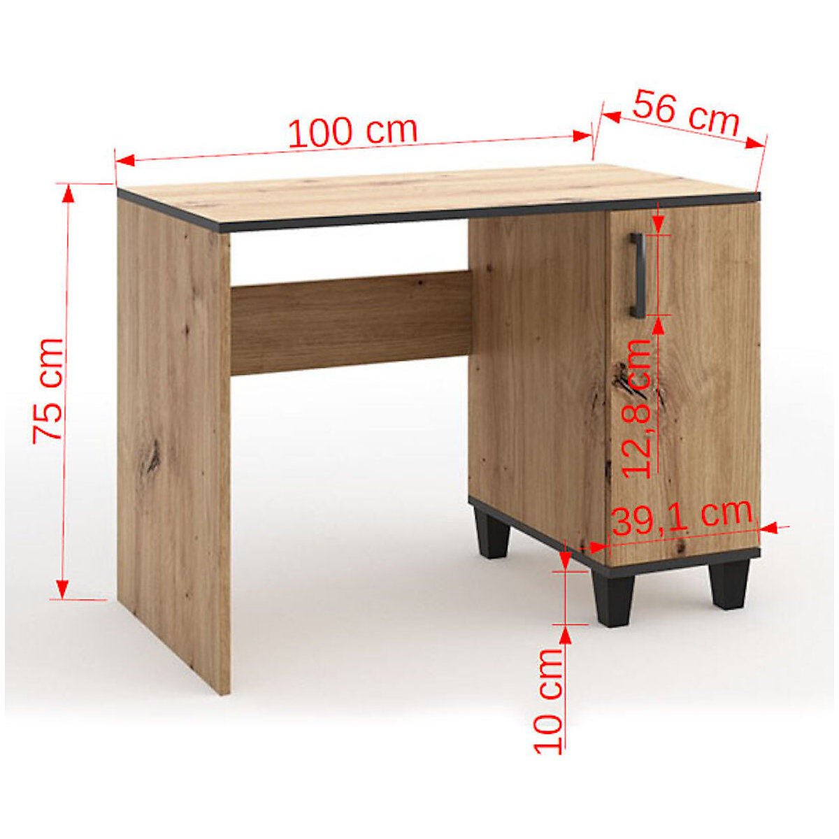 Schreibtisch Bürotisch Pola 100x56x75cm Artisan Eiche 1-türig