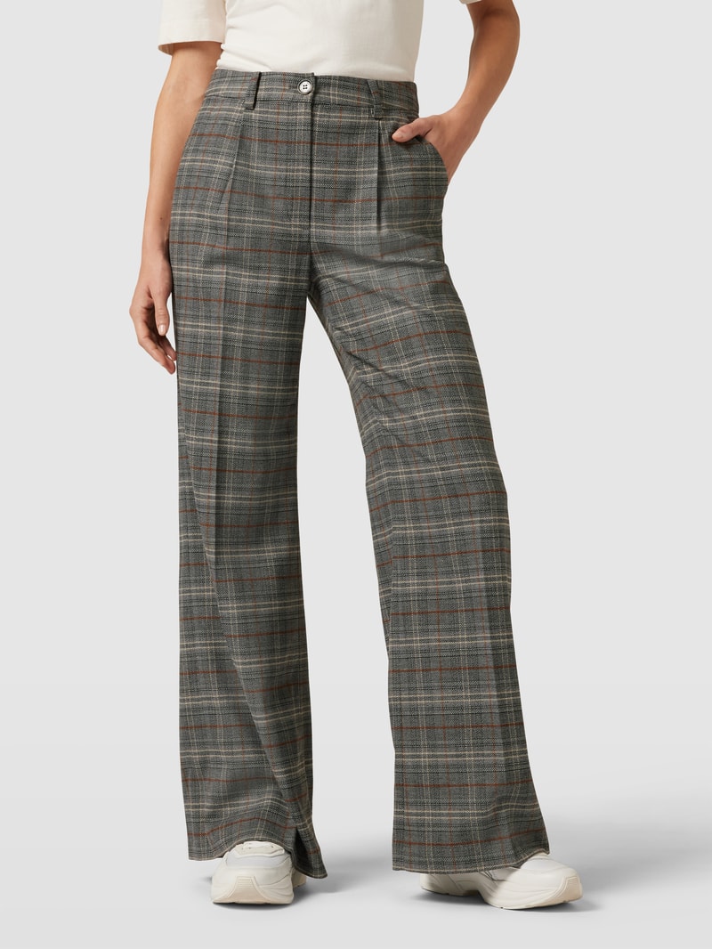 Stoffhose mit Tartan-Karo und Bügelfalten in anthrazit