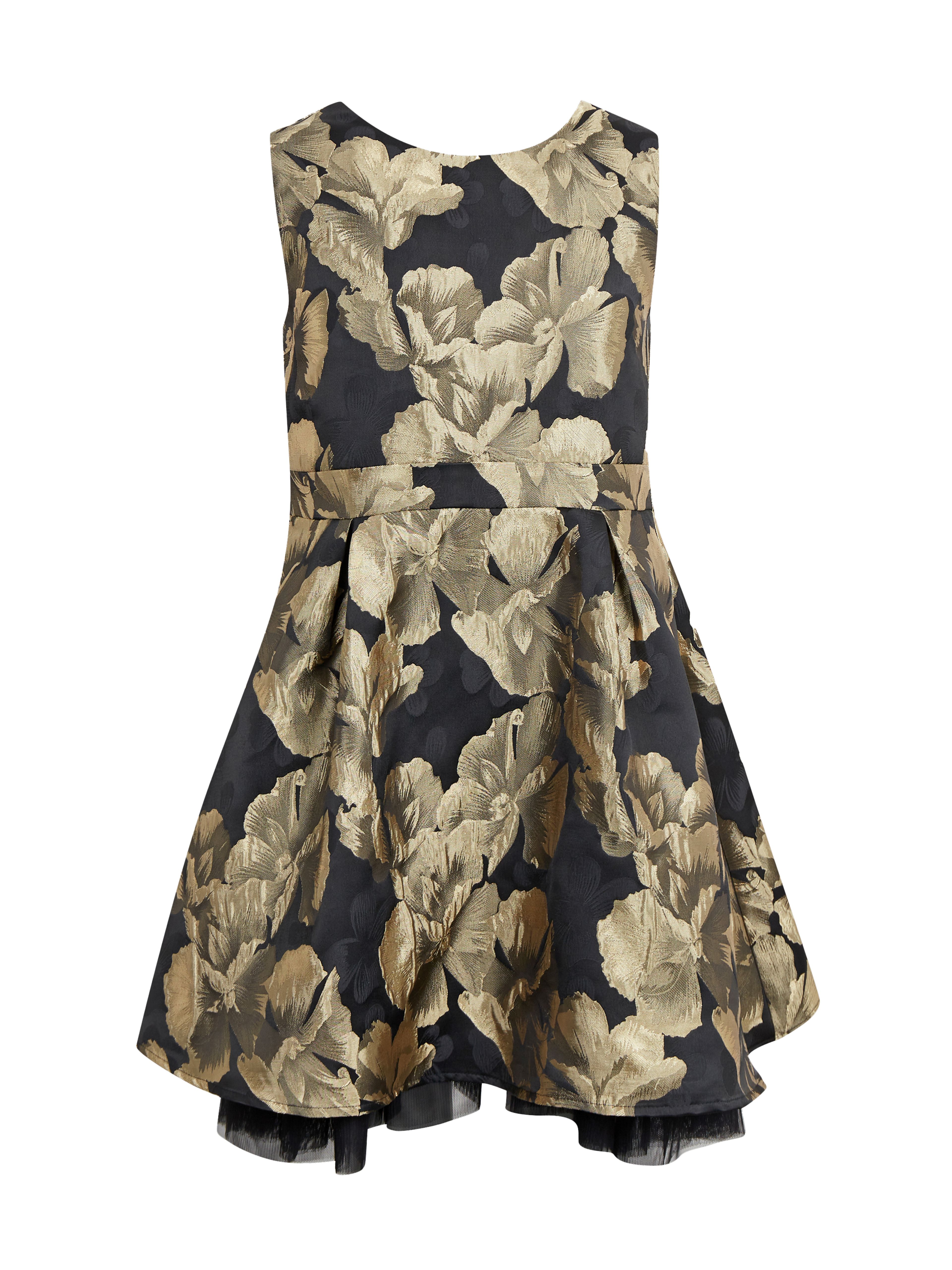 Geblümtes Kleid für Mädchen in Gold und Schwarz ORSAY
