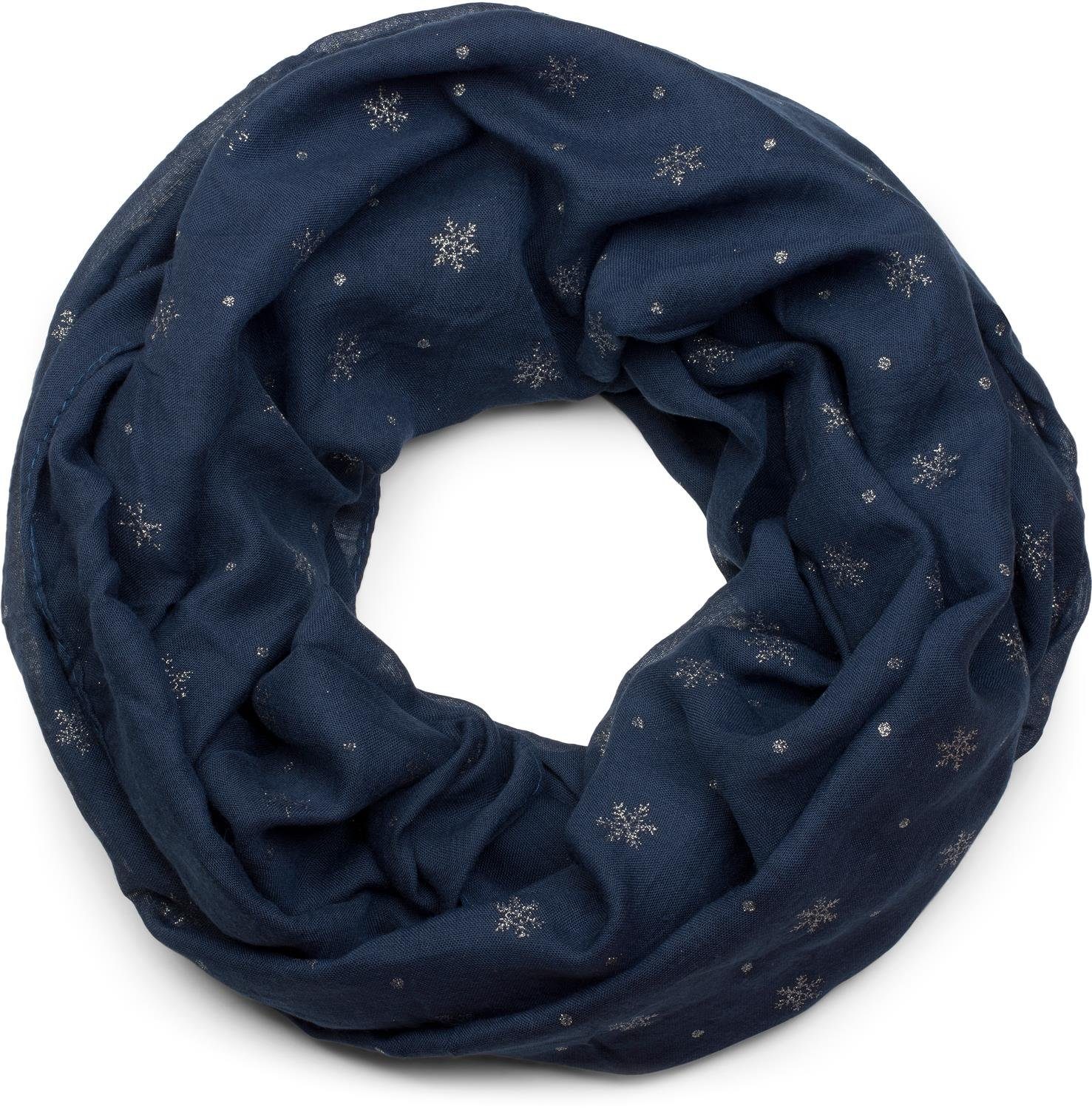 styleBREAKER Loop, (1-St), Loop mit glitzerndem Schneeflocken Print