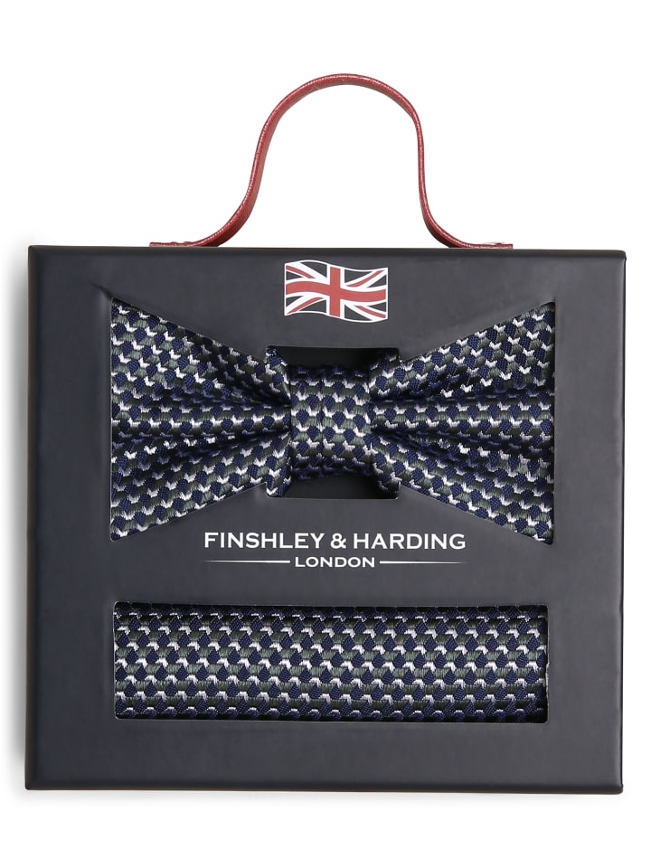 Finshley & Harding London Fliege und Einstecktuch in marine schilf - 0001 günstig kaufen onesize