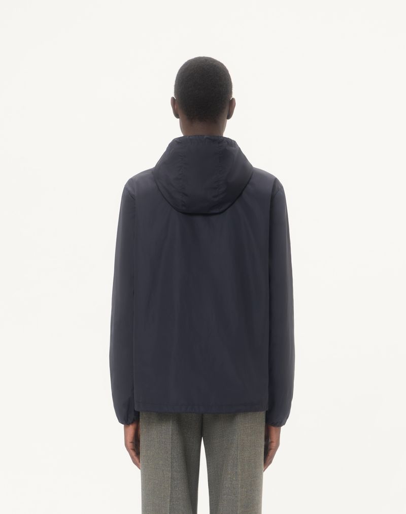 Valentino lichtgewicht nylon windjack met capuchon en ingelegde V-vormige details