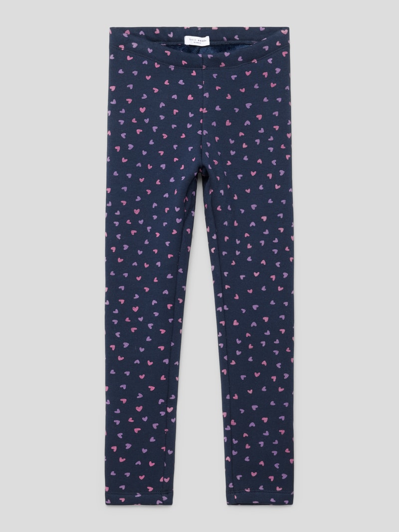 Leggings im gefütterten Design mit Allover-Muster in blau