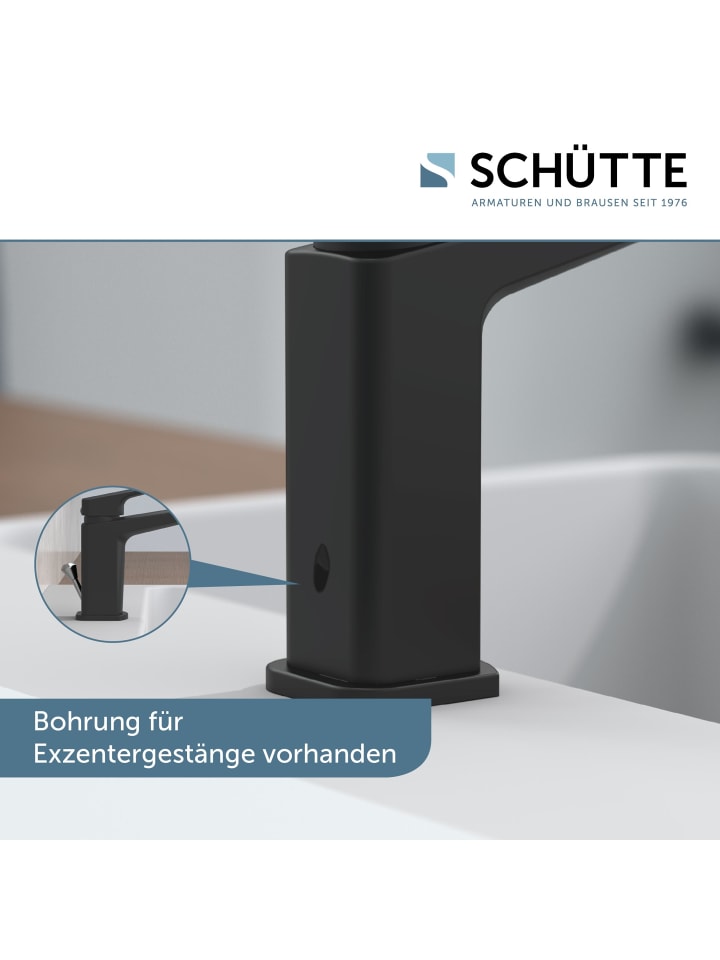 Schütte Waschtischarmatur RAVEN in Schwarz matt mit Pop Up - (L) 16 x (B) 5 x (H) 16 cm günstig kaufen onesize