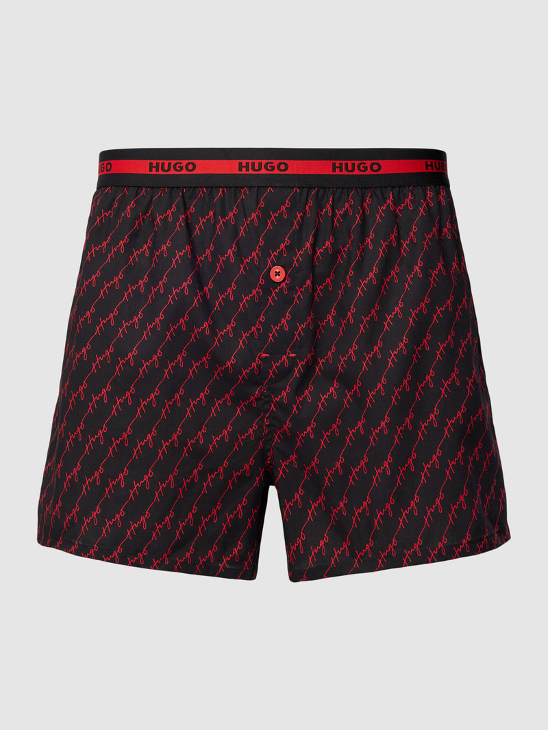 Boxershorts mit Allover-Print im 2er-Pack Modell 'WOVEN' in schwarz