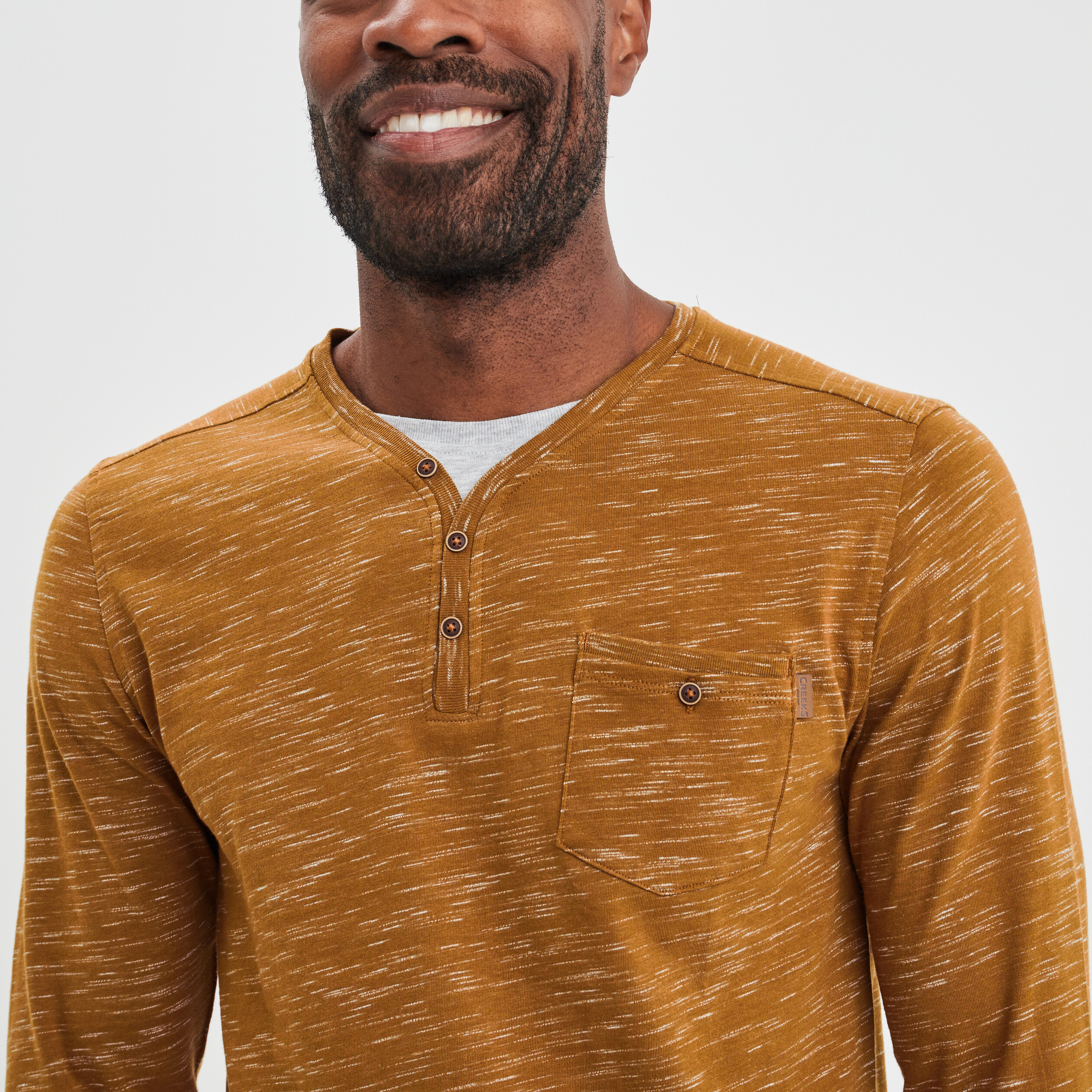 T-shirt manches longues Creeks marron homme | La Halle