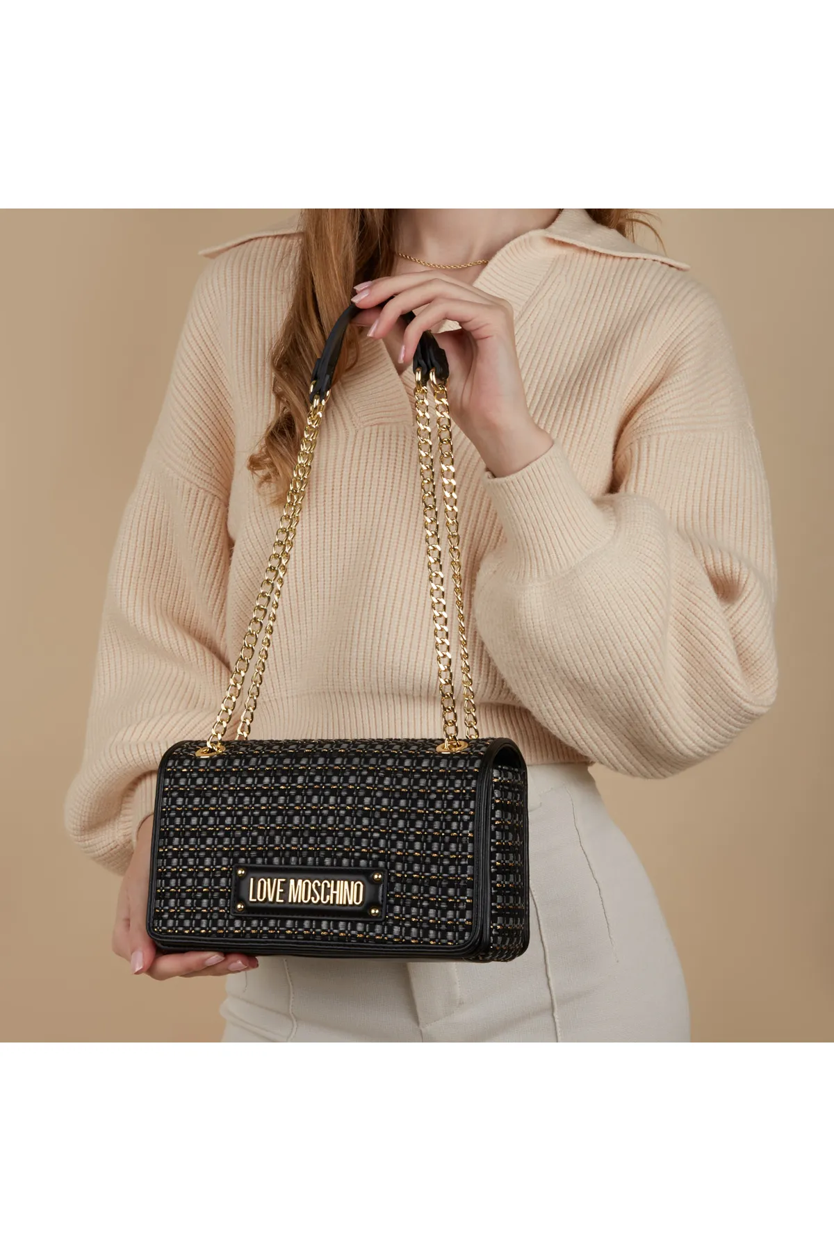 1'ASLAN  Love Moschino Damen Schultertasche Schwarz Jc4242pp0ikc100a