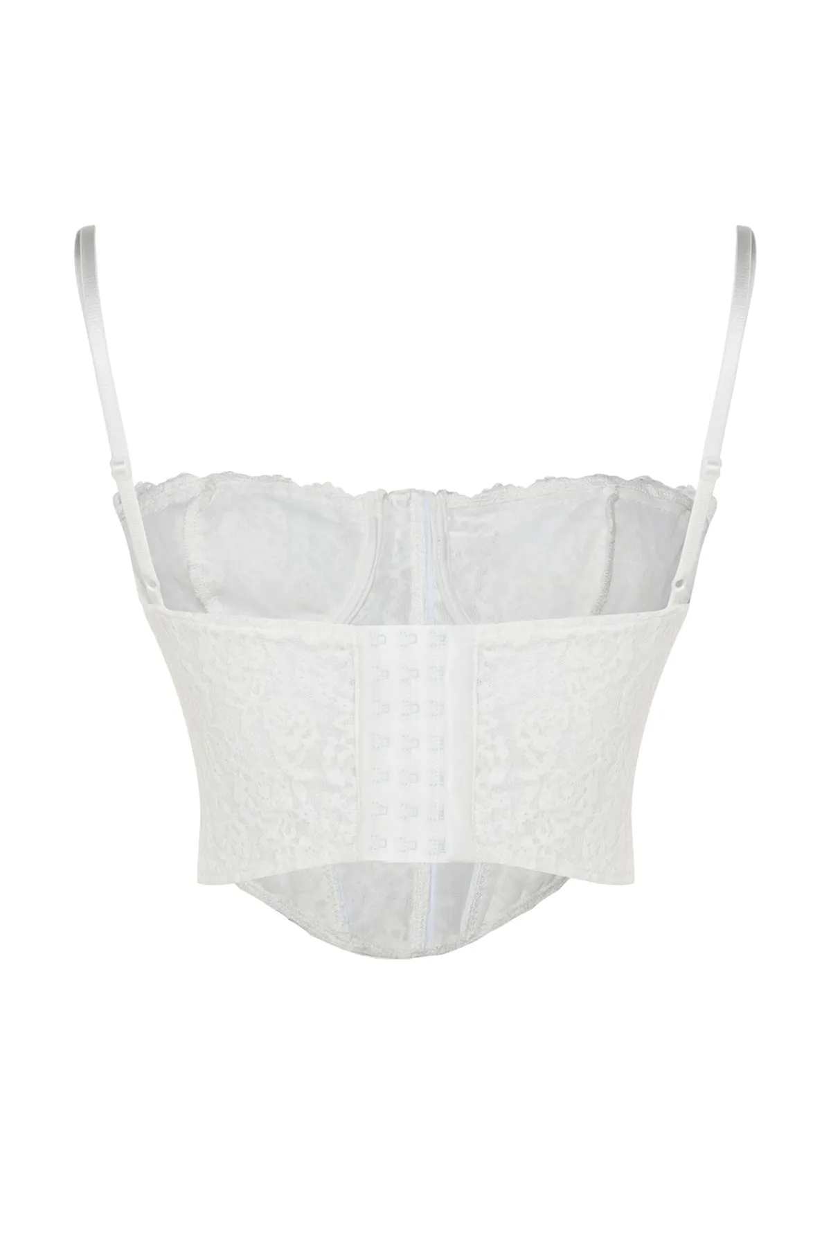 Trendyol Collection  Ecrufarbenes, bauchfreies, gefüttertes Korsett mit detailliertem Spitzen-Bustier TPRAW23BS00062