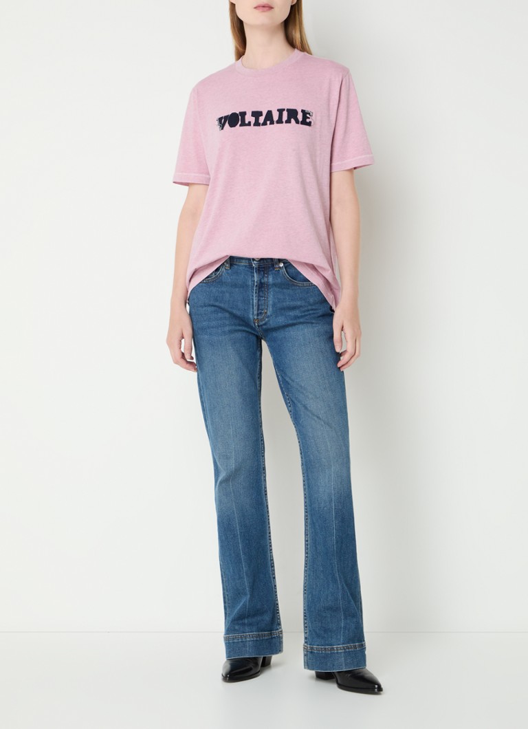 Tricou Zadig&Voltaire Edwin cu logo imprimat și motiv melanj.