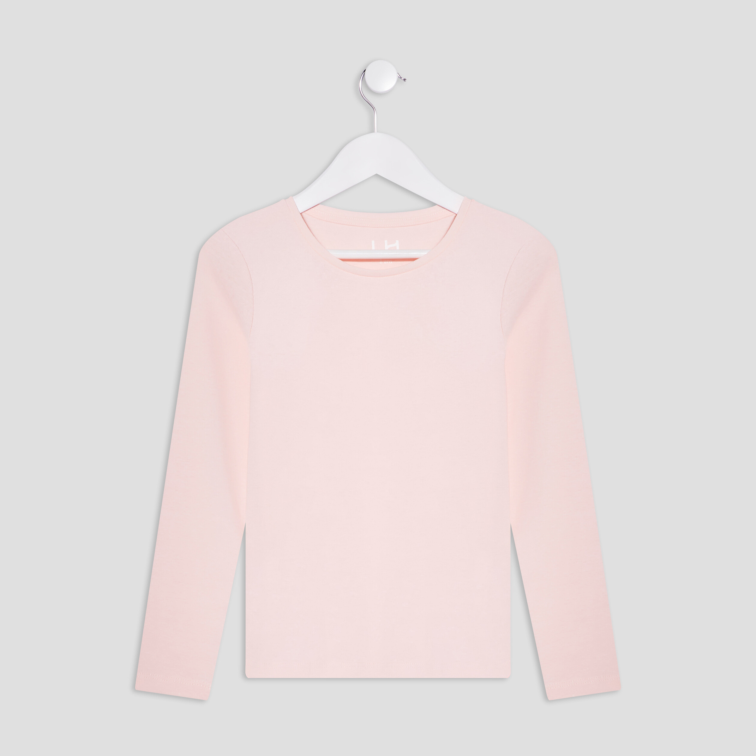 T-shirt en coton manches longues rose fille | La Halle