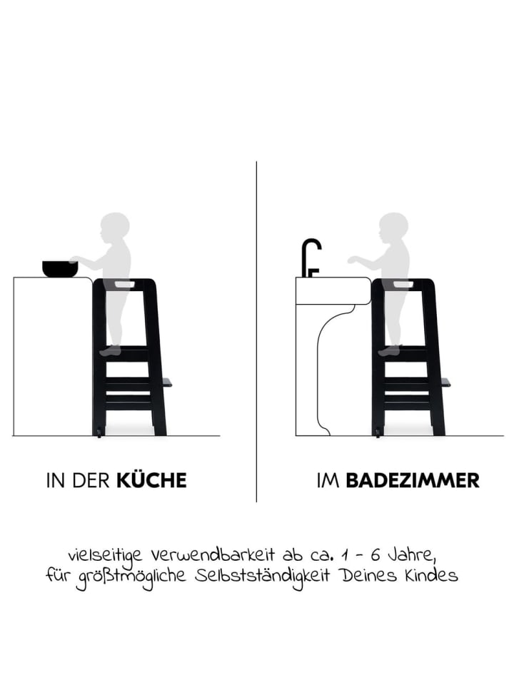 Hauck Lernturm / Kinderstuhl für Küche - Learn N Explore in schwarz günstig kaufen onesize