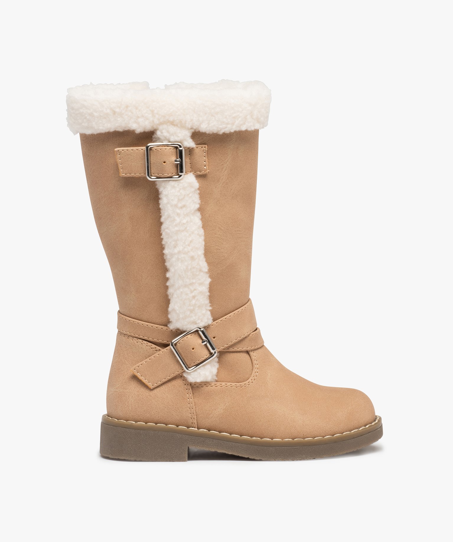 Bottes fille unies à bordures en sherpa rose | GEMO
