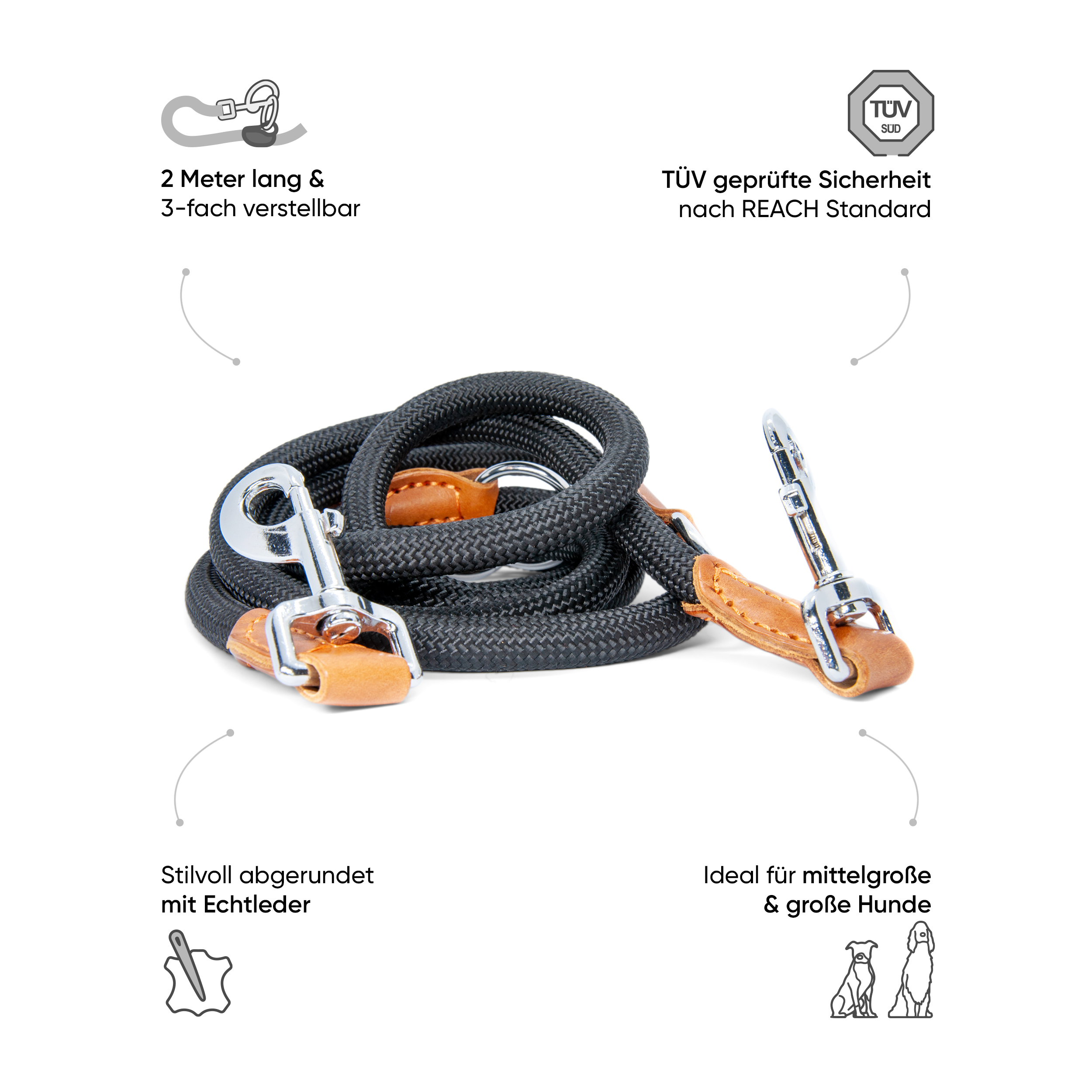 Freudentier Hundeleinen Freudentier runde Hundeleine aus Nylon