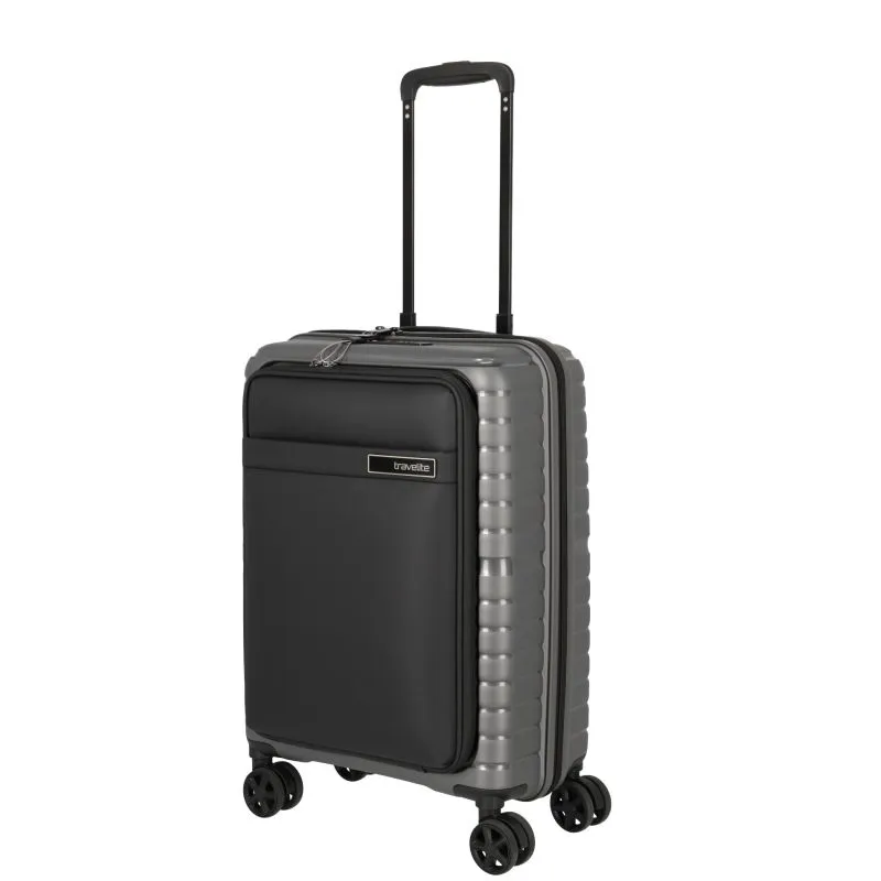 Travelite TRIENT Trolley S (55cm) mit Vortasche (4 Rollen) - Anthrazit