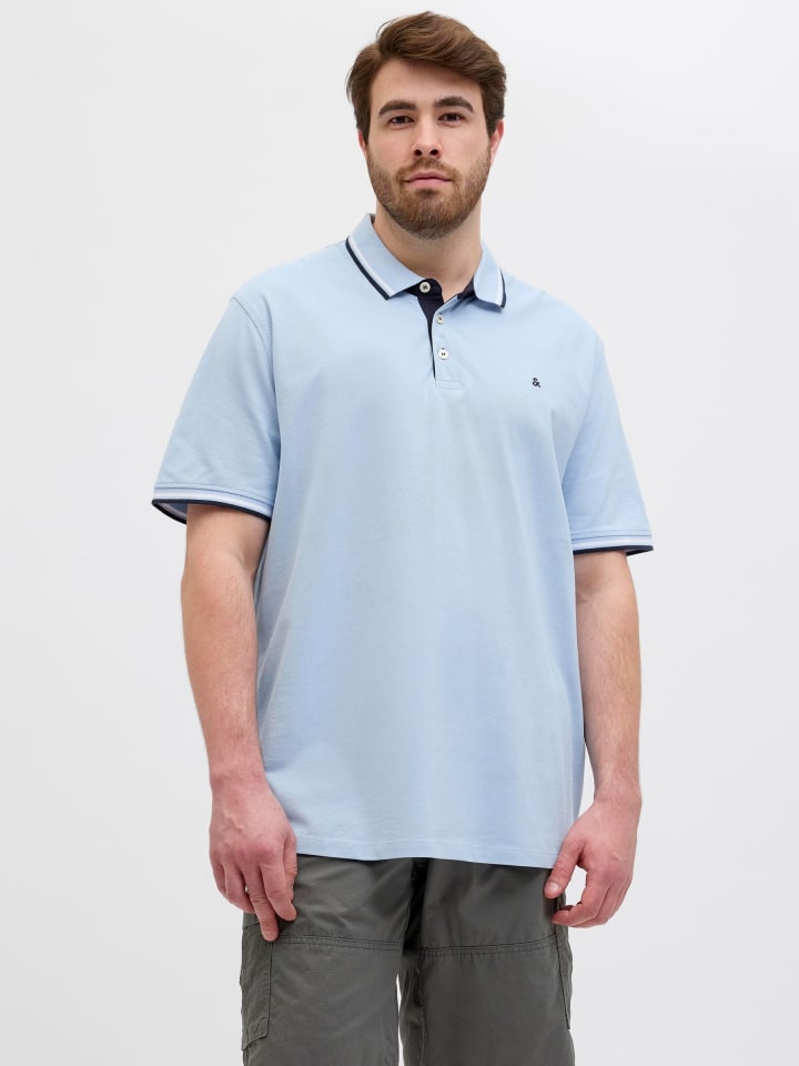 JACK & JONES PLUS Poloshirt in Chambray Blue günstig kaufen