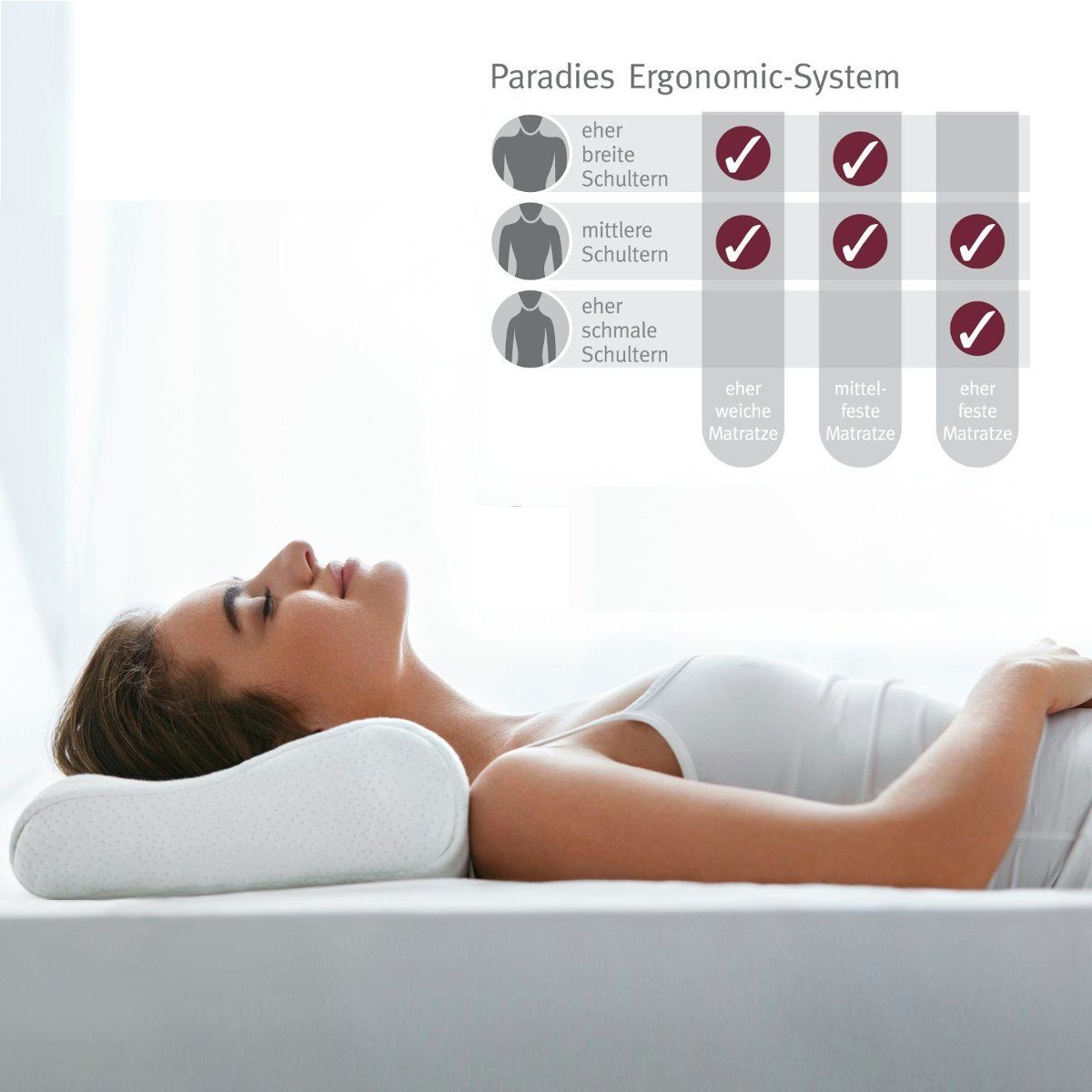 Nackenstützkissen Paradies Revita Ergonomic Nackenstützkissen Nackenkissen orthopädisch, Paradies, Seitenschläfer, Rückenschläfer, IGR- Zertifiziert, Klimaneutrale Herstellung