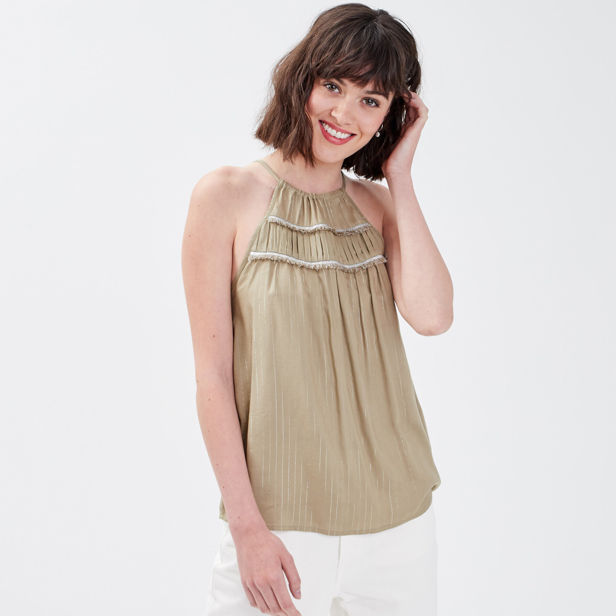 Blouse bretelles fines gris femme | Cache Cache