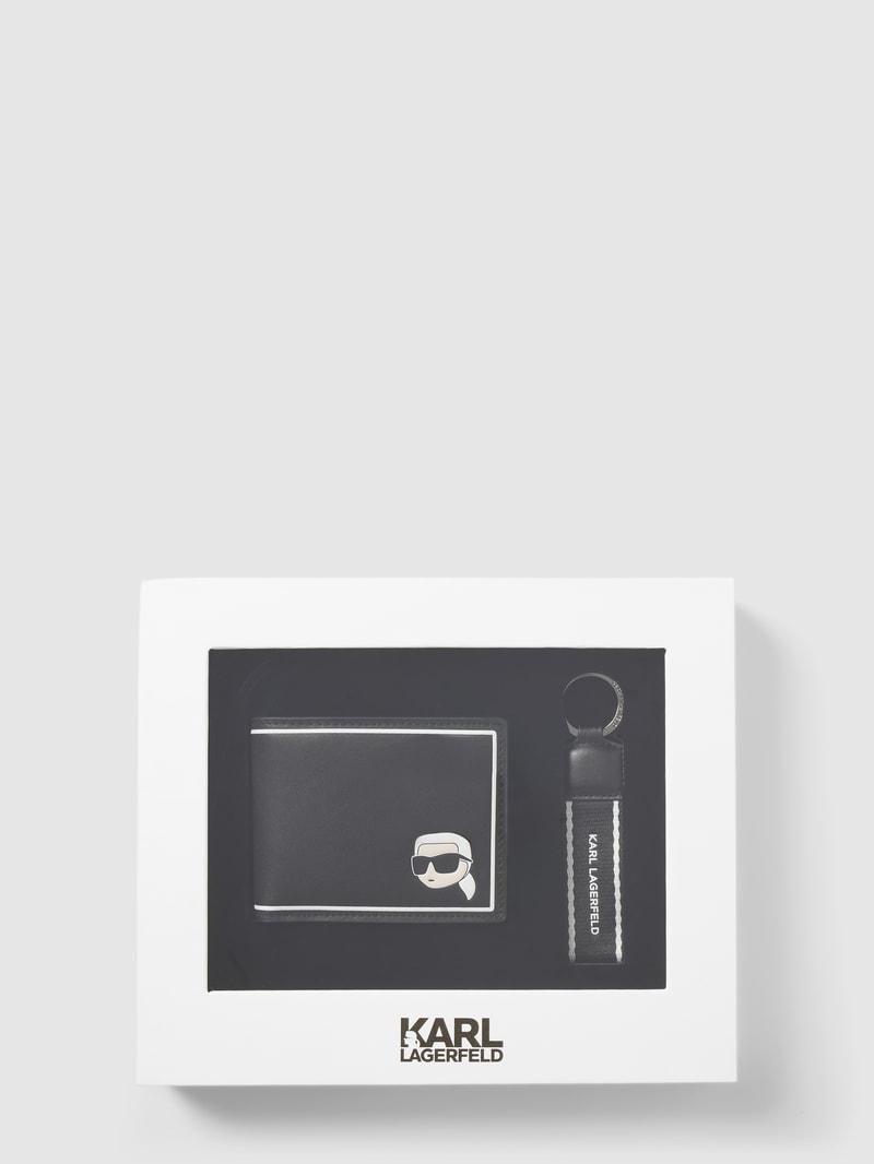 Portemonnaie mit Schlüsselanhänger im Set in schwarz