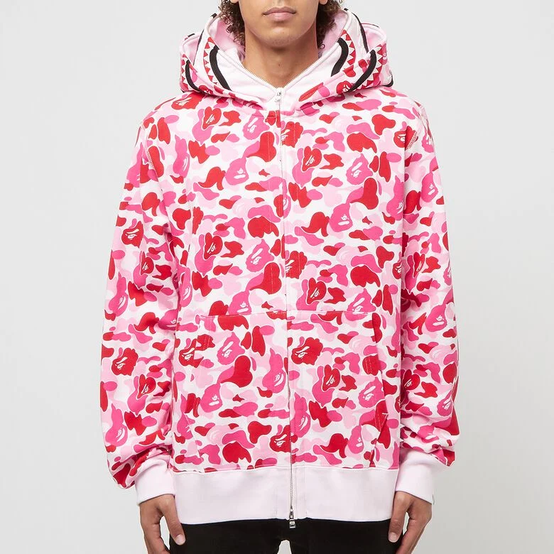 A Bathing Ape Abc Camo Double Shark Full Zip Hoodie pink