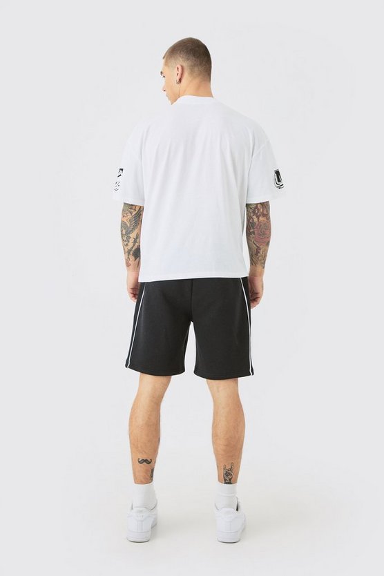 Kastiges Oversize T-Shirt mit Homme Moto Print