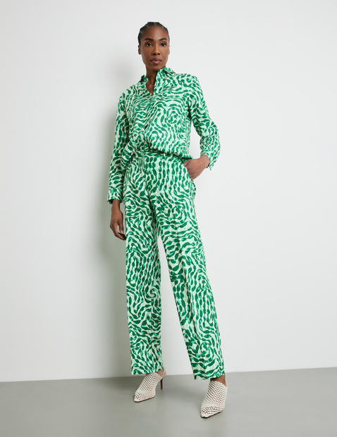 Gemusterte Leinenhose MIR꞉JA WIDE LEG