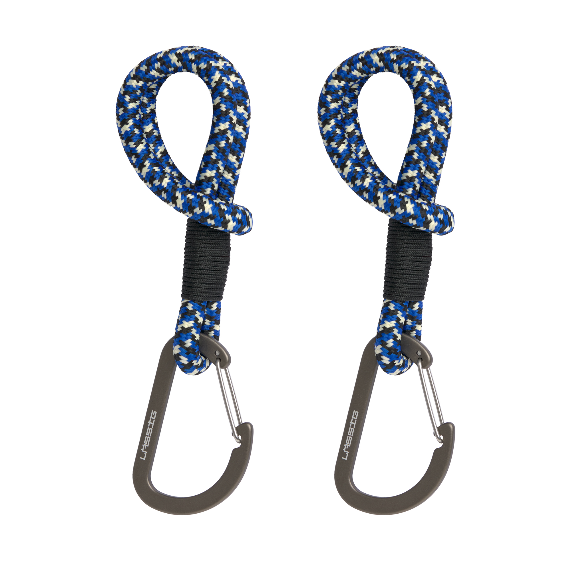 Kinderwagenhaken 2er Set - Karabiner, Schwarz Blau