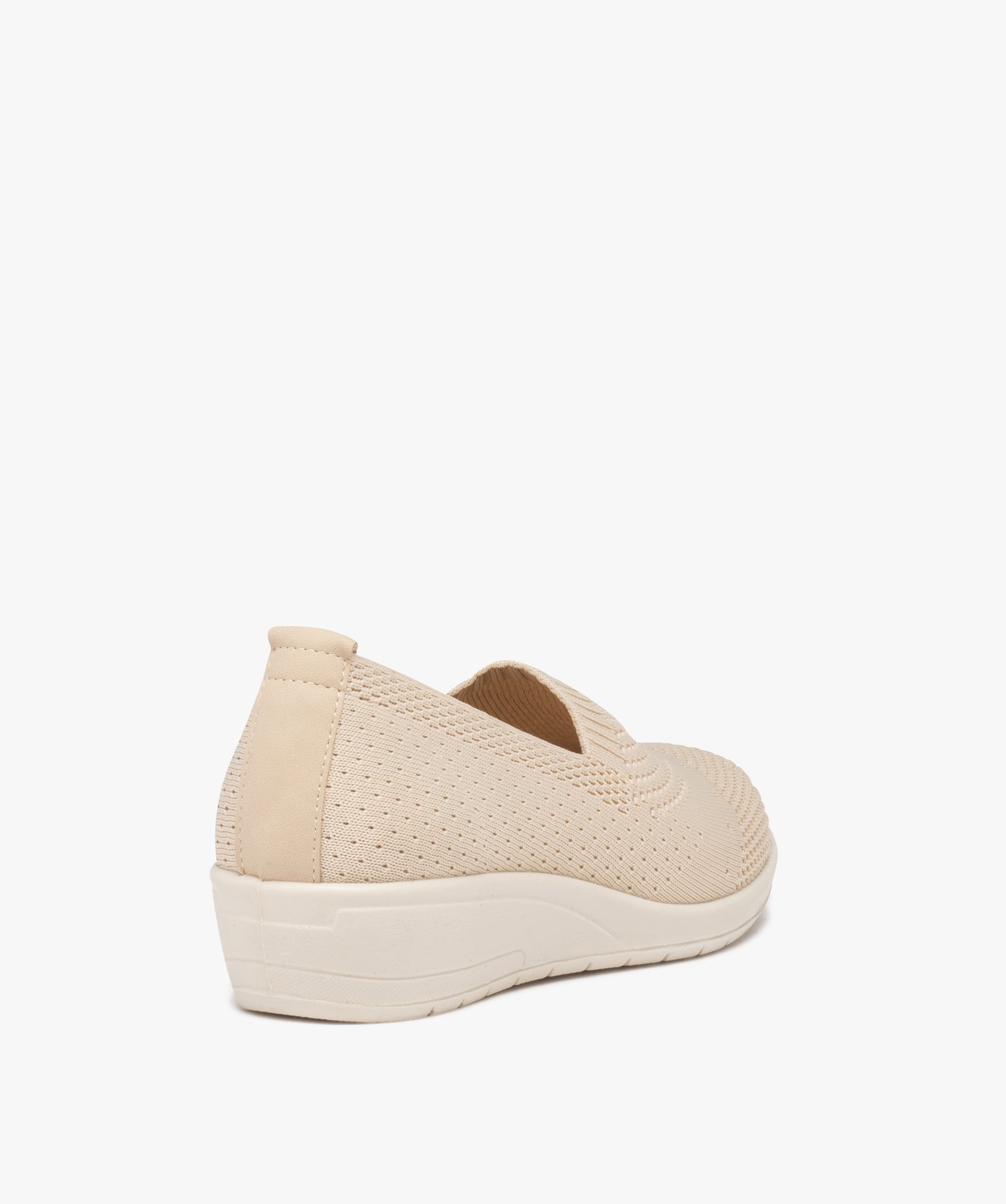 Mocassins femme confort unis en mesh à semelle compensée beige | GEMO