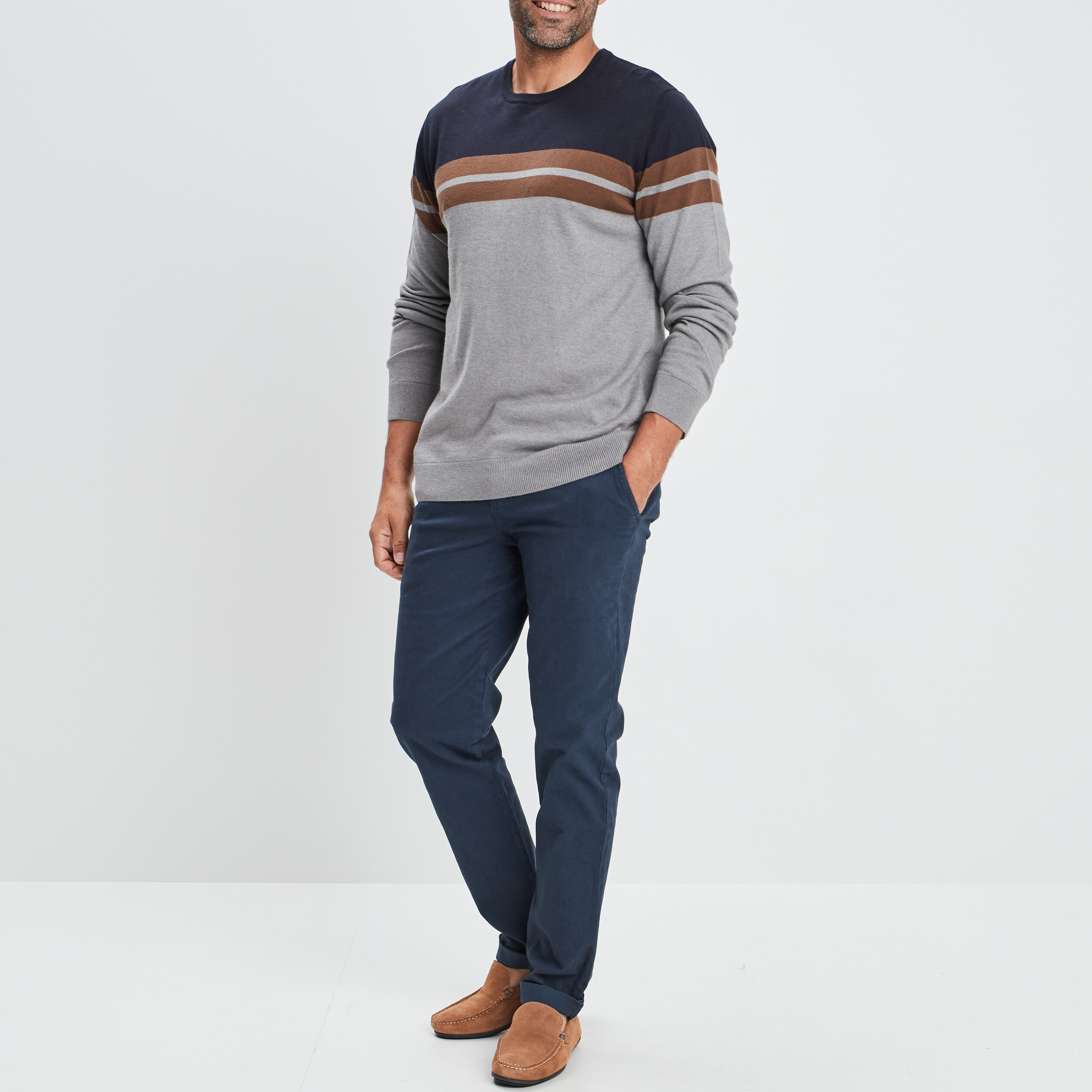 Pull manches longues gris homme | La Halle