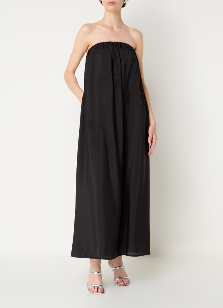 Abito midi senza spalline Callum di Co'Couture con arricciature