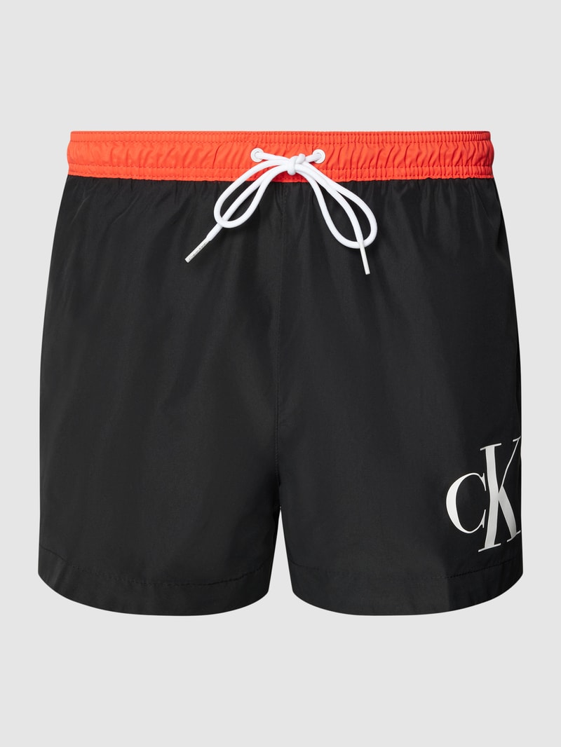 Badehose mit Label-Print in schwarz