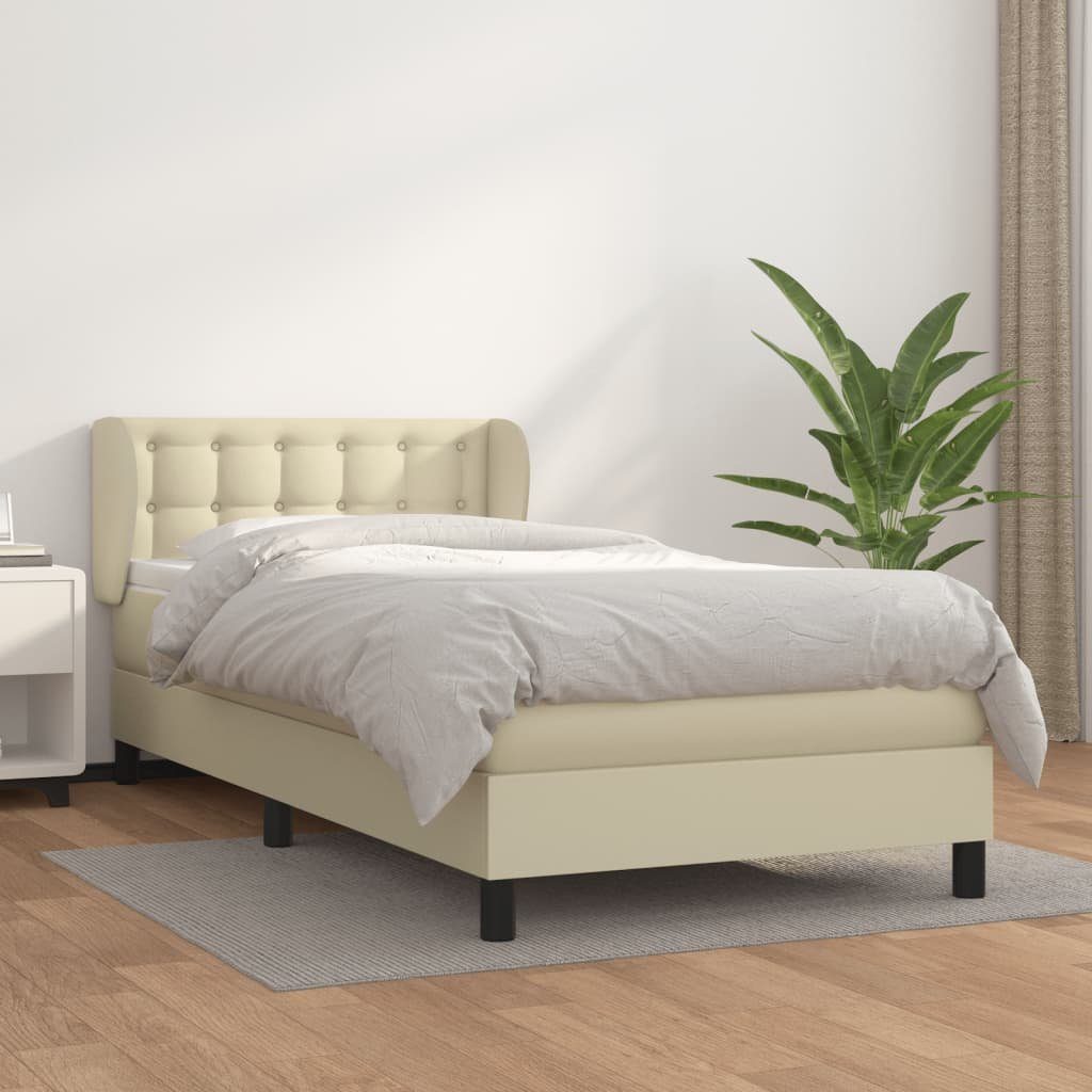 vidaXL Bett Boxspringbett mit Matratze Creme 80x200 cm Kunstleder