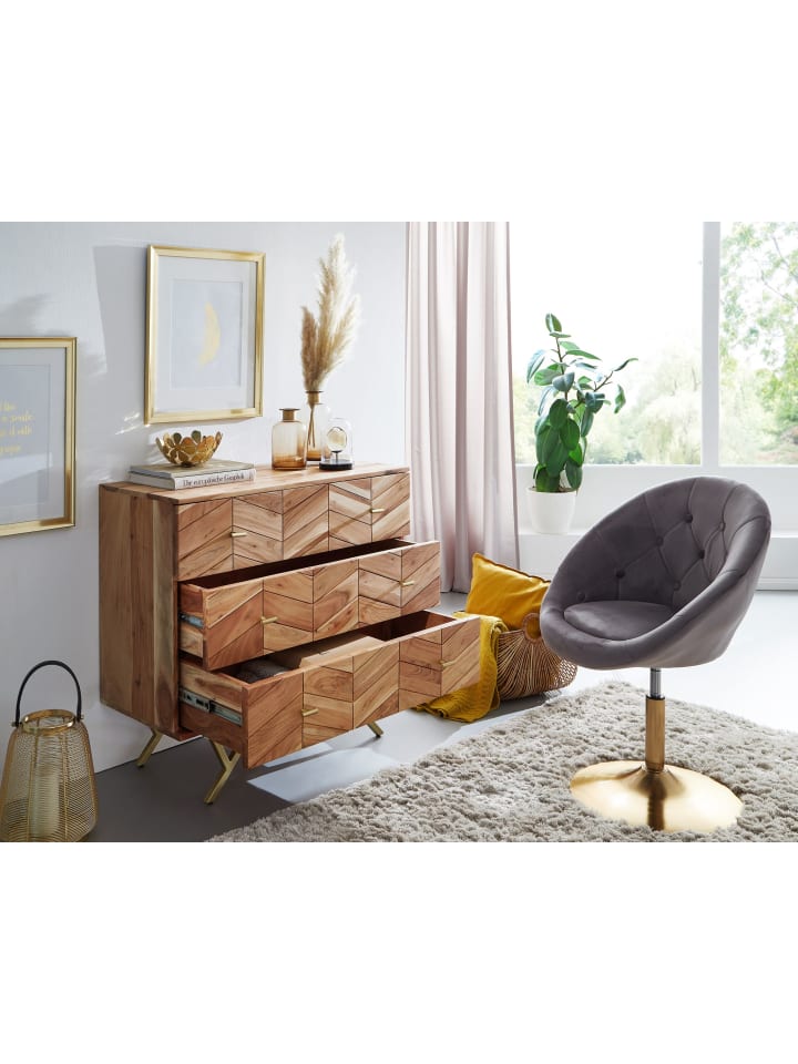KADIMA DESIGN Sideboard 90x86,5x40 cm Akazie Massivholz / Metall Anrichte, Kommode günstig kaufen onesize